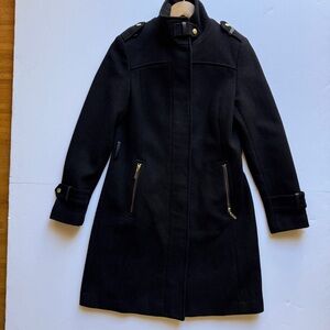 Cole Haan Womens Full Zip ‎ Black Wool Blend Coat Size Jacket Size 2